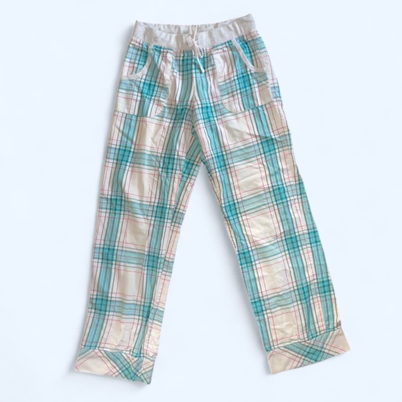 Victoria's Secret Woman’s Plaid Pajama Bottoms - Cream and Blue - Picture 2 of 6